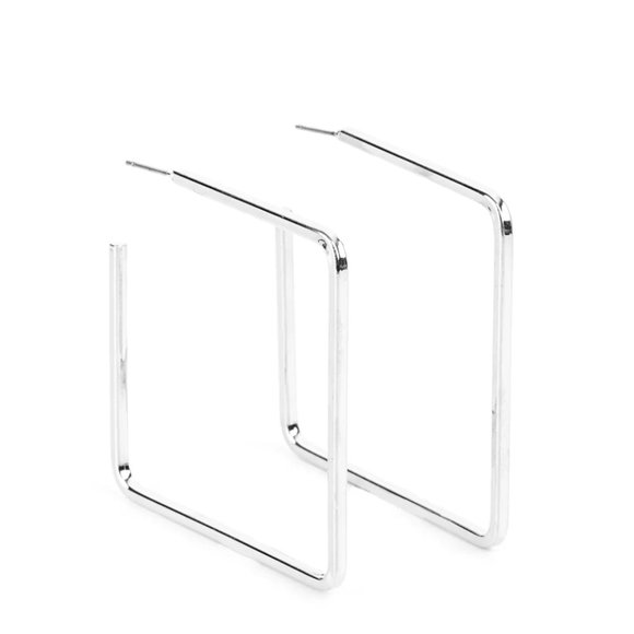 Square Hoop Earrings - Picture 2 of 2